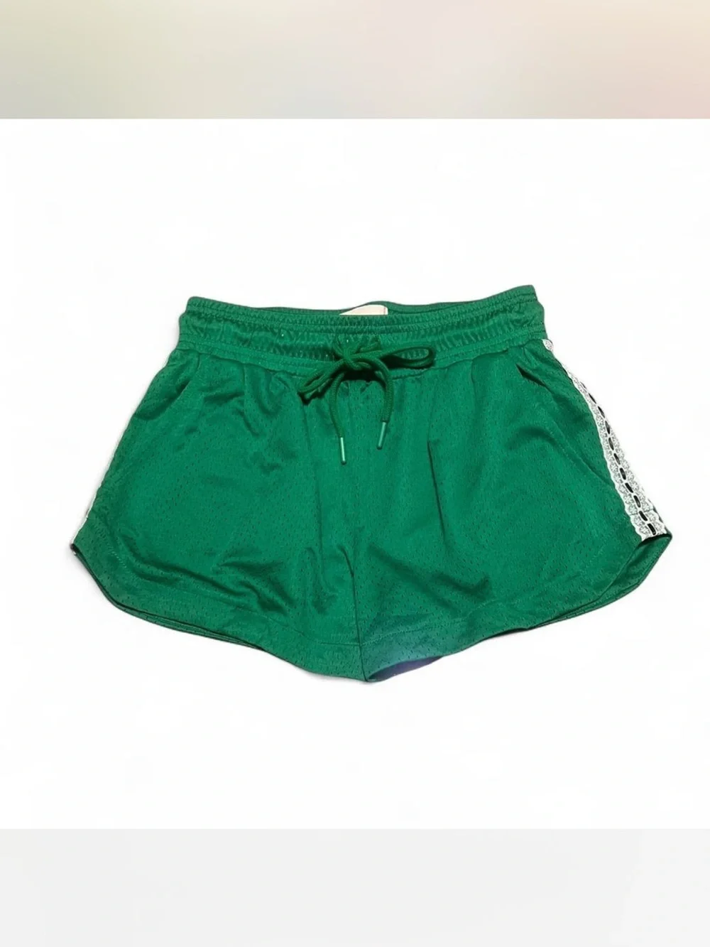 BDG Green Mesh Lace Trim Sporty Shorts - XS